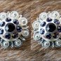CN011F- 2 PURPLE RHINESTONE BERRY CONCHOS CRYSTALS HEADSTALL TACK COWGIRL 1INCH