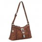 AMERICAN WEST LEATHER RODEO WOMEN'S SHOULDER BAG w/ Hand Carved & Silver Studded