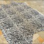 F-HS578 ZEBRA STENCIL BRAZILIAN HAIR ON FULL COWHIDE LEATHER RUG 41 SQFT