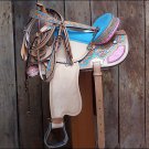 F188 HILASON WESTERN BARREL RACING TRAIL SADDLE 15 W/ BRIDLE & BREAST COLLAR SET