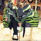 HILASON WESTERN SYNTHETIC TRAIL SADDLE W/ HEADSTALL & BREAST COLLAR SET 15" 16"