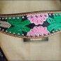HILASON WESTERN HAND PAINT LEATHER HORSE HEADSTALL BRIDLE - GREEN / PINK / BLACK