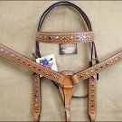 HILASON WESTERN LEATHER DIAMOND SILVER STUDS HORSE HEADSTALL BREAST COLLAR S312