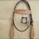 HILASON WESTERN HANDTOOLED LEATHER HORSE BRIDLE HEADSTALL W/ RHINESTONES S258