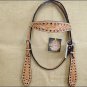 HILASON WESTERN HANDTOOLED LEATHER HORSE BRIDLE HEADSTALL W/ RHINESTONES S258