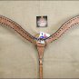 NEW HILASON WESTERN HANDTOOLED LEATHER HORSE BREAST COLLAR W/ RHINESTONES S258