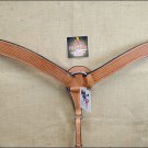 NEW HILASON WESTERN HAND TOOLED LEATHER HORSE BREAST COLLAR - LIGHT OIL S316