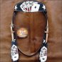 NEW HILASON WESTERN LEATHER HORSE BRIDLE HEADSTALL - BLACK W/ PLAYING CARDS S471