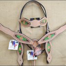 HILASON WESTERN LEATHER HAND TOOL PAINT INLAY BRIDLE HEADSTALL BREAST COLLAR S34