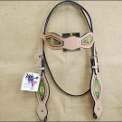 NEW HILASON WESTERN LEATHER HAND TOOL PAINT INLAY HORSE BRIDLE HEADSTALL S334