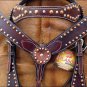HILASON WESTERN LEATHER HORSE BRIDLE HEADSTALL BREAST COLLAR - MAHOGANY S465