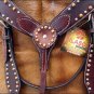HILASON WESTERN LEATHER HORSE BRIDLE HEADSTALL BREAST COLLAR - MAHOGANY S465