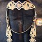 HILASON WESTERN HAND TOOL LEATHER HORSE BRIDLE HEADSTALL TAN w/ BLACK INLAY S477