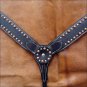 HILASON WESTERN LEATHER HORSE BREAST COLLAR W/ STUDS - DARK BROWN S466