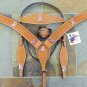 F- HILASON WESTERN LEATHER HEADSTALL & BREAST COLLAR SET W/ BREAST CANCER CONCHO