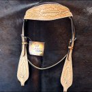 HILASON WESTERN ACORN TOOL LEATHER HORSE BRIDLE HEADSTALL - TAN S478