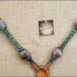 HILASON WESTERN GREEN ZEBRA LEATHER HORSE ONE EAR BRIDLE HEADSTALL BREAST COLLAR