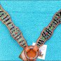 HILASON WESTERN LEATHER HORSE BREAST COLLAR GREEN ZEBRA HAIR ON RHINESTONES BC20