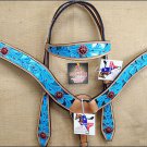 HILASON WESTERN LEATHER HORSE BRIDLE HEADSTALL BREAST COLLAR TURQUOISE CONCHO S3