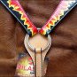 HILASON WESTERN HAND PAINT LEATHER HORSE BREAST COLLAR - BLACK W/ FLAMES S475