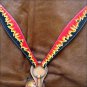 HILASON WESTERN HAND PAINT LEATHER HORSE BREAST COLLAR - BLACK W/ FLAMES S475