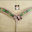 HILASON WESTERN LEATHER HAND TOOLED HAND PAINTED INLAY HORSE BREAST COLLAR S335