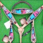HILASON WESTERN HAND PAINT LEATHER HORSE BRIDLE HEADSTALL BREAST COLLAR CONCHO