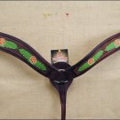HILASON WESTERN LEATHER HAND TOOL PAINT INLAY HORSE BREAST COLLAR MAHOGANY S335