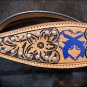 NEW HILASON WESTERN LEATHER BROWN INLAY BRIDLE HEADSTALL - TAN W/ BLUE CROSS GUN