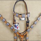 NEW HILASON WESTERN LEATHER HORSE HEADSTALL BREAST COLLAR BREAST CANCER CONCHOS