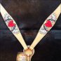 HILASON WESTERN LEATHER HORSE BREAST COLLAR - TAN W/ CROSS GUN & HEART S472