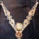 HILASON WESTERN HAND TOOL LEATHER HORSE BREAST COLLAR - TAN w/ BLACK INLAY S477