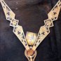 HILASON WESTERN HAND TOOL LEATHER HORSE BREAST COLLAR - TAN w/ BLACK INLAY S477