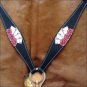 NEW HILASON WESTERN LEATHER HORSE BREAST COLLAR - BLACK W/ PLAYING CARDS S473