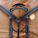 HILASON WESTERN LEATHER HORSE BRIDLE HEADSTALL BREAST COLLAR DARK BROWN S