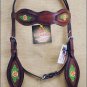HILASON WESTERN LEATHER HAND TOOL PAINT INLAY BRIDLE HEADSTALL - MAHOGANY S334