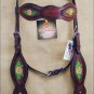 HILASON WESTERN LEATHER HAND TOOL PAINT INLAY BRIDLE HEADSTALL - MAHOGANY S334