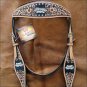 NEW HILASON WESTERN LEATHER HAND TOOL HORSE BRIDLE HEADSTALL TAN W/ BLACK INLAY