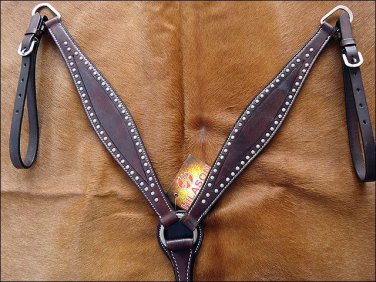 HILASON WESTERN LEATHER HORSE BREAST COLLAR - CHOCOLATE BROWN S463
