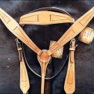NEW HILASON WESTERN LEATHER HORSE BRIDLE HEADSTALL BREAST COLLAR - TAN S468
