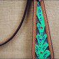 HILASON WESTERN LEATHER HORSE BRIDLE HEADSTALL BREAST COLLAR GREEN TURQUOISE S47
