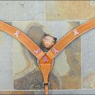 HILASON WESTERN LEATHER HORSE BREAST COLLAR W/ BREAST CANCER CONCHO