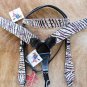 NEW WESTERN ZEBRA HAIRON LEATHER HORSE HEADSTALL BREAST COLLAR RHINESTONE - S68