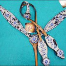 HILASON WESTERN EXOTIC COWHIDE LEATHER ONE EAR HEADSTALL BREAST COLLAR w/ CONCHO