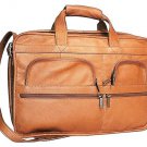 F-DK-151T DAVID KING LEATHER MULTI POCKET ORGAINZER BRIEFCASE LAPTOP BAG - TAN