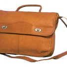DAVID KING LEATHER 1/2/ FLAP OVER EXPANDABLE BRIEFCASE LAPTOP BAG - TAN
