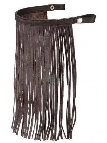 Tough 1 Leather Fly Veil With Leather Straps - Brown