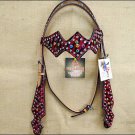 NEW HILASON WESTERN RED ZEBRA HAIR ON LEATHER HORSE BRIDLE HEADSTALL S238