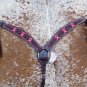 WESTERN HAND TOOLED LEATHER HORSE BREAST COLLAR W/ BREAST CANCER RIBBON S49