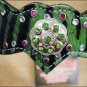 HILASON WESTERN GREEN ZEBRA HAIR ON LEATHER HORSE BRIDLE HEADSTALL W/ CONCHO S36